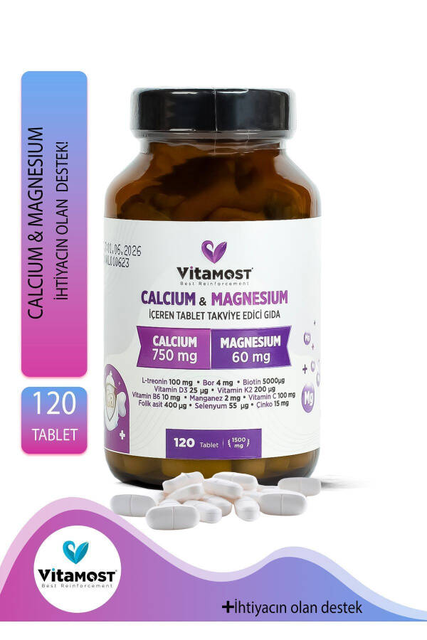 Calcium | Magnesium 1500mg Zinc D3k2 (CALCIUM MAGNESIUM ZINC L-THREONINE) 120 Tablets - 1