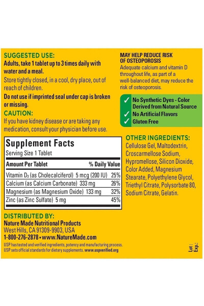 Calcium, Magnesium, Zinc With Vitamin D3 300 Tablets - 2