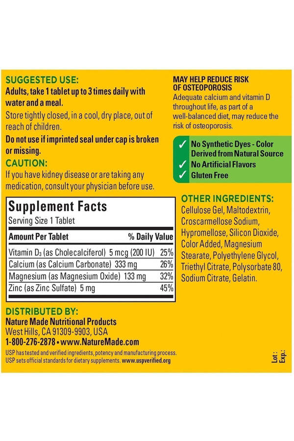 Calcium, Magnesium, Zinc With Vitamin D3 300 Tablets - 2