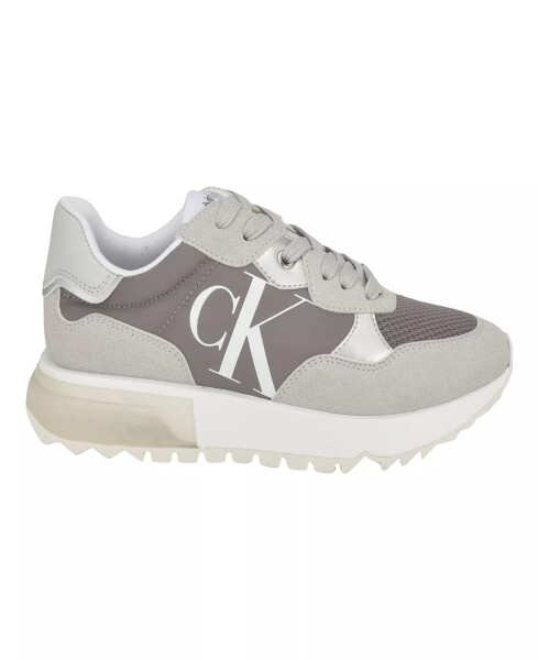 Calvin Klein Women's Magalee Casual Logo Lace-Up Sneakers Light Gray- Manmade, Textile - 2