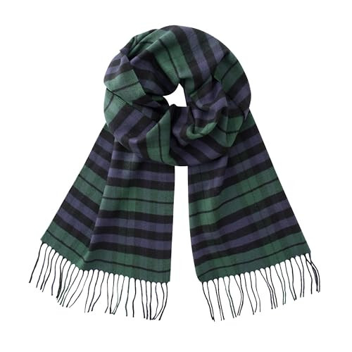 CALVIN & OLIVIA Cashmere Feel Scarf Soft Winter Soft Tartan Plaid Fashion Scottish Check Multi-Color Gift for Men Women - 1