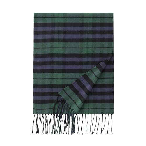 CALVIN & OLIVIA Cashmere Feel Scarf Soft Winter Soft Tartan Plaid Fashion Scottish Check Multi-Color Gift for Men Women - 6