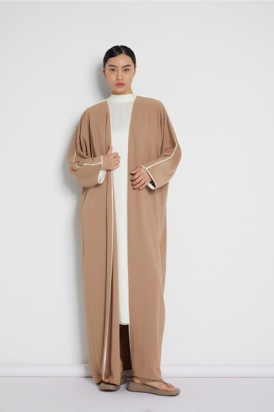 Camel Detailed Abaya with Biye - 1