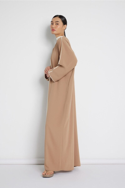 Camel Detailed Abaya with Biye - 2