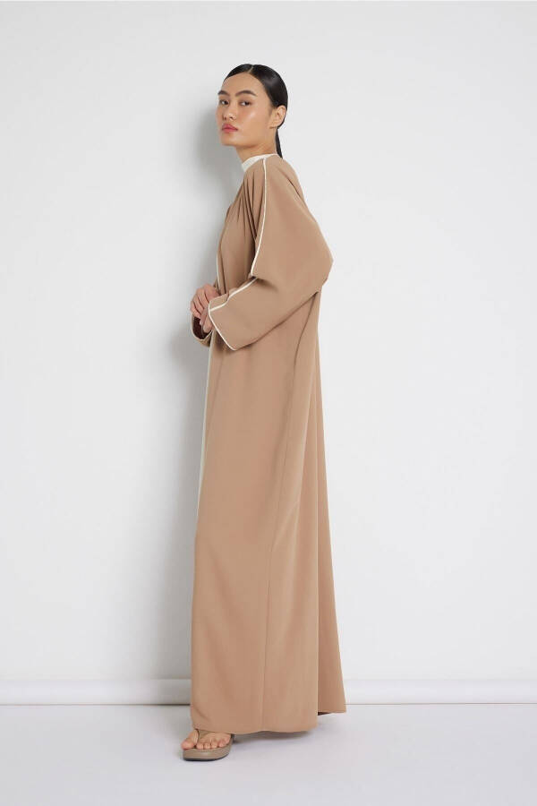 Camel Detailed Abaya with Biye - 2