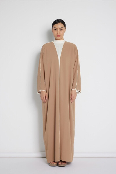 Camel Detailed Abaya with Biye - 3