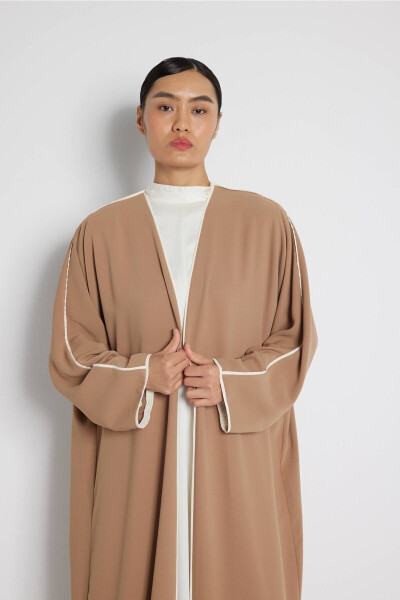 Camel Detailed Abaya with Biye - 4