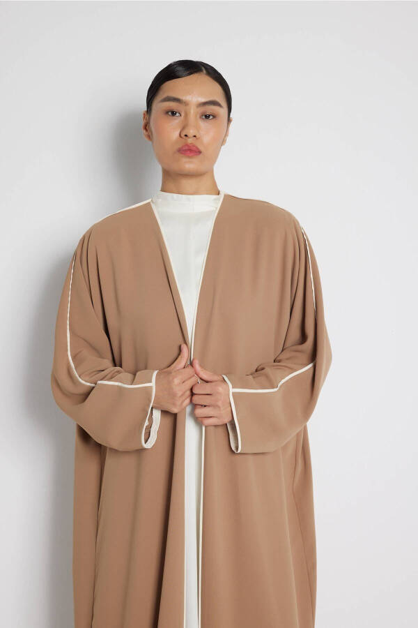 Camel Detailed Abaya with Biye - 4