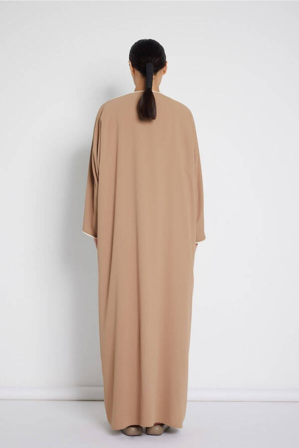 Camel Detailed Abaya with Biye - 6