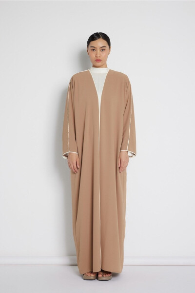 Camel Detailed Abaya with Biye - 9