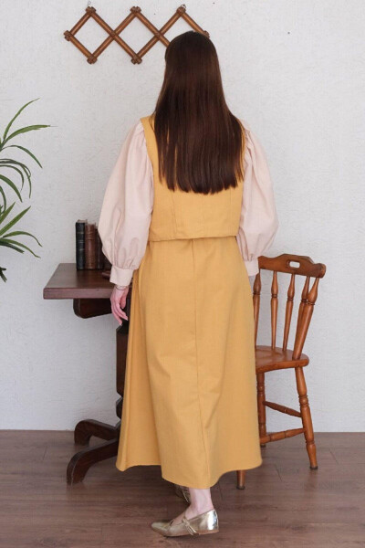 Camel Linen Look Vest & Skirt Set - 8