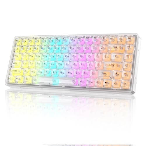 Camiysn Mechanical Keyboard Light84 Transparent Keycaps RGB Backlight Triple Mode 2.4GHz/BT/USB-C Wired Gaming Keyboard, for Computer/Desktop/PC/Laptop/Surface/Smart TV and Windows 10/8/7 - 1