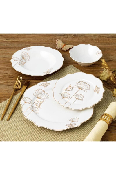 Cammelia 24 Piece 6 Person Bone Porcelain Dinner Set - 8