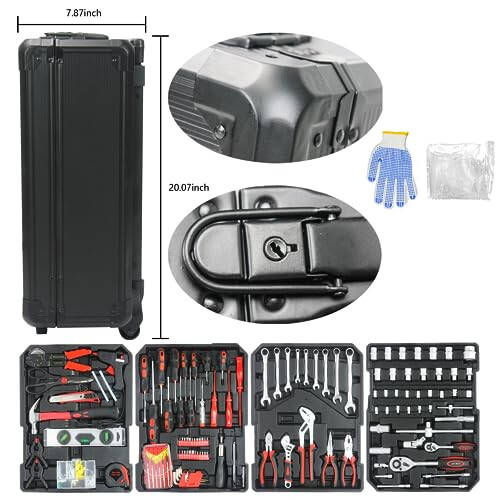 Campfun 899PCS Tool Set, Household Tool Kit with Rolling Tool Box, Complete Tool Box Set Hand Tool Set with Tool Box, Mechanic Tool Set Rolling Tool Set for Home/Auto Repair Tool Set, Black - 2