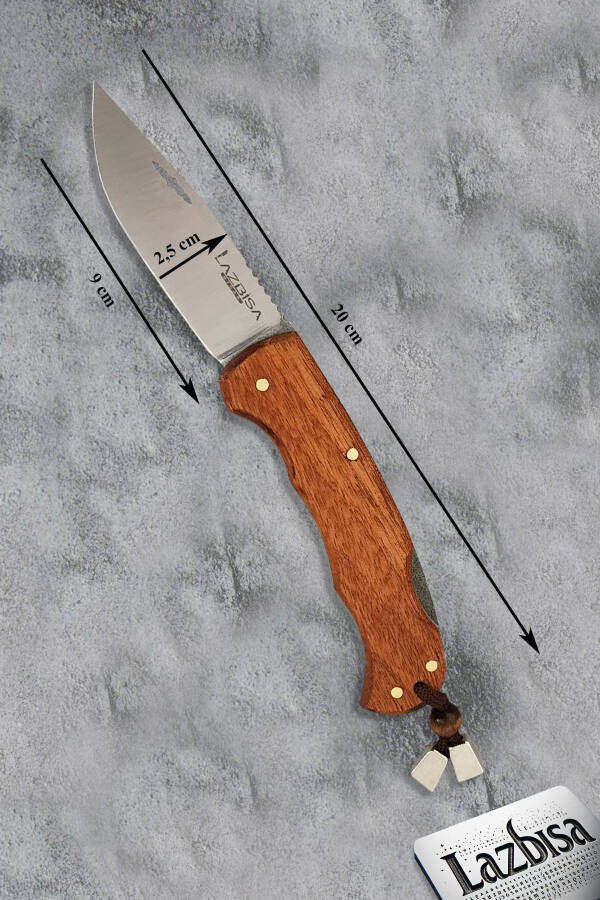 Camping Outdoor Picnic Knife Blade Leather Sheathed Natural Wood Handle Kitchen Knife Knife ( ÇKX03 ) - 3