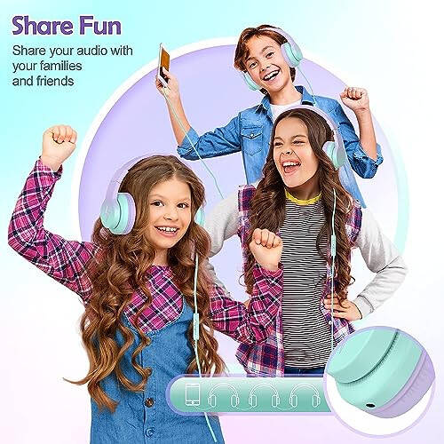 Candy Bila Kids Headphones, Wired Headphones for Kids Over Ear with Microphone, 85/94dB Volume Limiter Headphones for Girls Boys, Foldable Headphones for Learning & Entertainment, Gradient Purple - 10