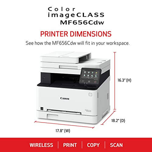 Canon Color imageCLASS MF656Cdw - All in One, Duplex, Wireless Laser Printer with 3 Year Limited Warranty, White - 8