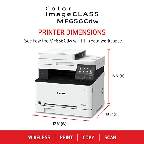 Canon Color imageCLASS MF656Cdw - Hammasi Birlashtirilgan, Ikki Tomonlama, Simsiz Lazer Printer, 3 Yil Cheklangan Kafolat, Oq - 8