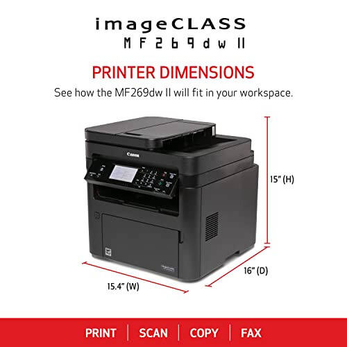 Canon imageCLASS MF269dw II - Print, Copy, Scan, Fax, Wireless, 2-Sided Laser Printer with Auto Document Feeder, Works with Alexa - 2