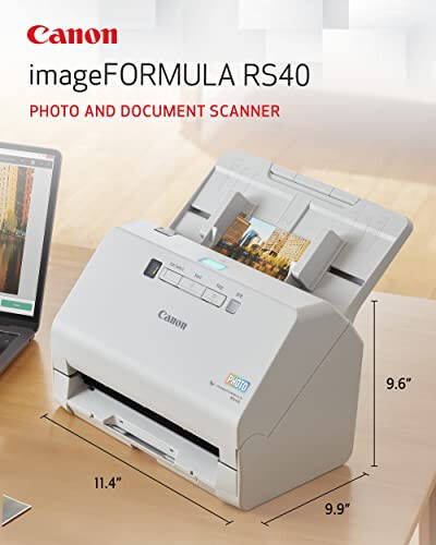 Canon imageFORMULA RS40 Photo and Document Scanner, with Auto Document Feeder | Windows and Mac | Scans Photos - Vibrant Color - USB Interface - 1200 DPI - High Speed - Easy Setup - 2