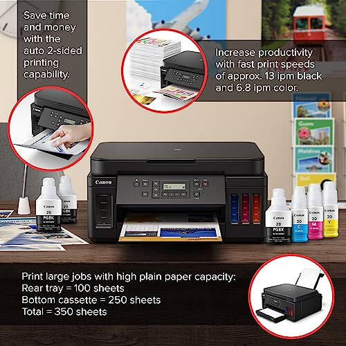 Canon PIXMA G6020 All-in-One Supertank Wireless (Megatank) Printer, Copier and Scanner with Mobile Printing, Black, Works with Alexa - 4