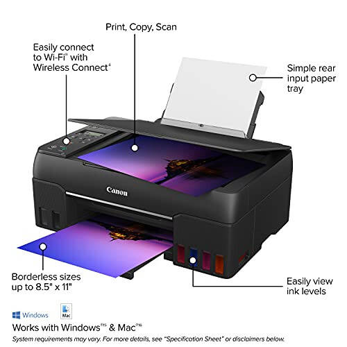 Canon PIXMA G620 Simsiz MegaTank Fotosurat Ko‘p Funktsiyali Printer [Chop etish, Nusxa olish, Skanerlash], Qora, Alexa bilan ishlaydi - 7