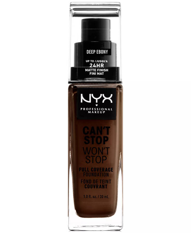 Can't Stop Won't Stop Full Coverage Foundation, 1-oz. 25 Deep Ebony (deepest deep espresso/neutral undertone) - 1