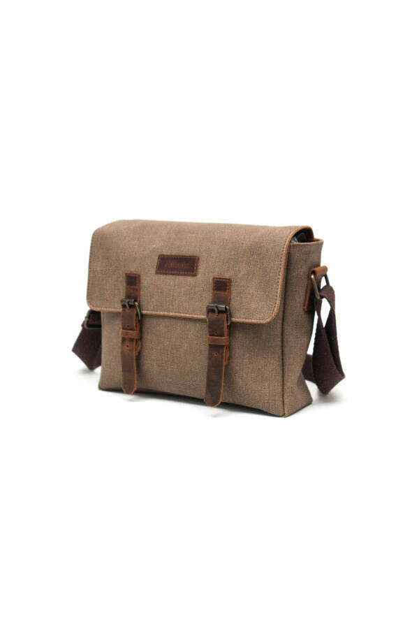 Canvas - Leather Dark Mink Messenger Bag - Design01 - 3