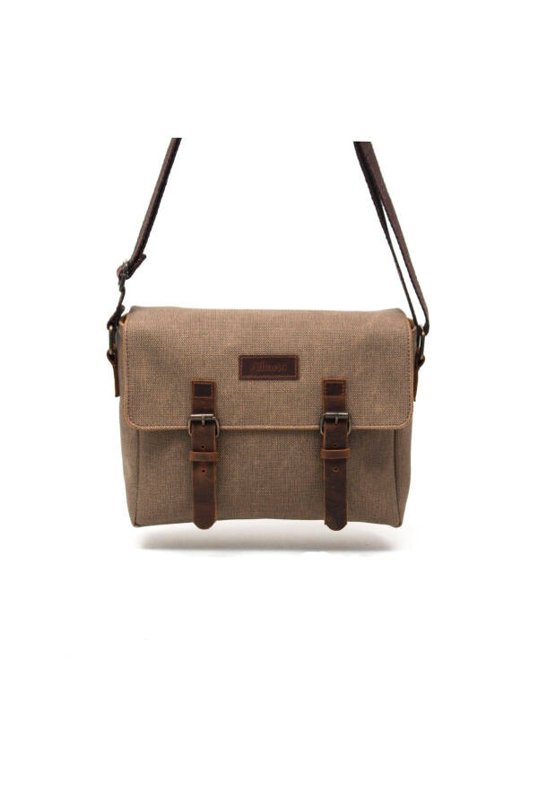 Canvas - Leather Dark Mink Messenger Bag - Design01 - 5