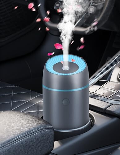 Car Diffuser Humidifier for Essential Oils Portable Mini Ultrasonic Mist Aromatherapy Diffuser 100ml USB Diffuser Freshener for Vehicle Home Office Bedroom (Grey) - 1