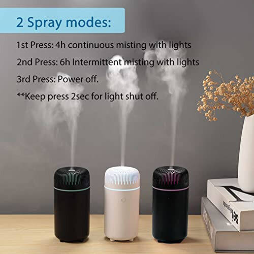 Car Diffuser Humidifier USB Aromatherapy Essential Oil Diffuser Car Air Freshener Diffuser USB Cool Mist Mini Portable Diffuser for Car Home Office Bedroom (Black) - 5