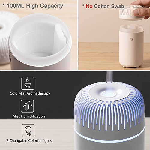 Car Diffuser Humidifier USB Aromatherapy Essential Oil Diffuser Car Air Freshener Diffuser USB Cool Mist Mini Portable Diffuser for Car Home Office Bedroom (Black) - 6