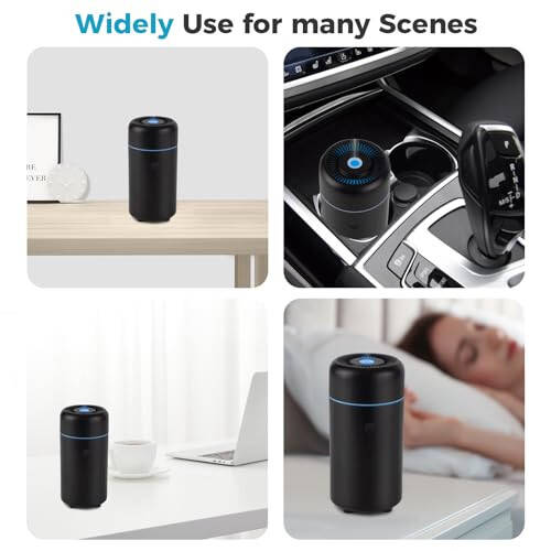 Car Diffuser Humidifier USB Essential Oil Diffuser 100ml Mini Car Air Freshener Diffuser Mist Portable Diffuser for Car Office Home (Black) - 6