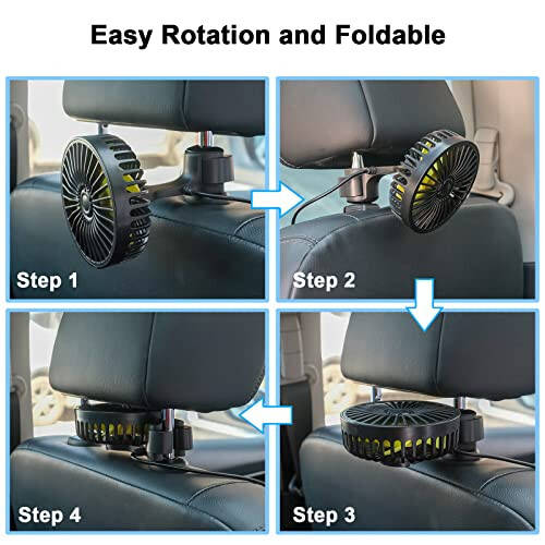 Car Fan for Backseat, USB Powered Car Rear Seat Headrest Fan, 3 Speeds and 360 Degree Rotatable Cooling Fan, Powerful Air Circulation Fan for Sedan, SUV, RV, Pickup, Truck, Van, Golf Vehicles and Boat - 6