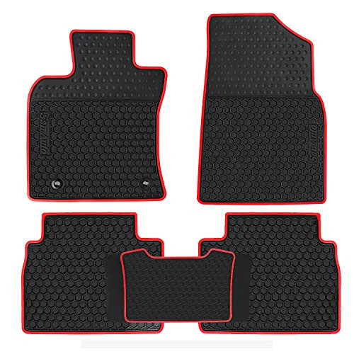 Car Floor Mats Custom Fit for Toyota Camry 8th 2018 2019 2020 2021 2022 2023 2024 2025 Rubber Black Red Car Floor Liners Set All Weather Season Protection Heavy Duty Odorless - 1