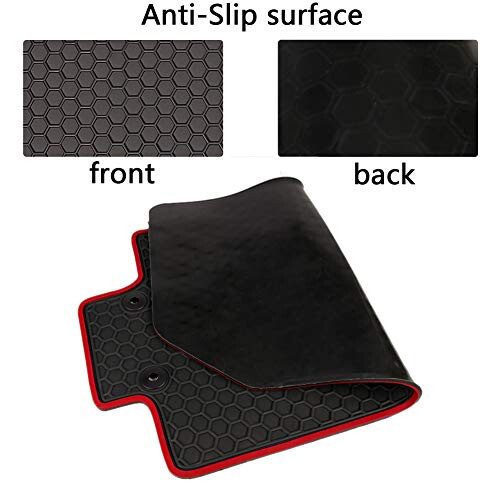 Car Floor Mats Custom Fit for Toyota Camry 8th 2018 2019 2020 2021 2022 2023 2024 2025 Rubber Black Red Car Floor Liners Set All Weather Season Protection Heavy Duty Odorless - 3