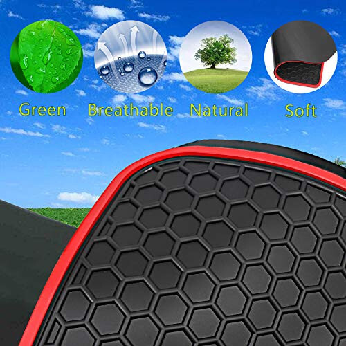 Car Floor Mats Custom Fit for Toyota Camry 8th 2018 2019 2020 2021 2022 2023 2024 2025 Rubber Black Red Car Floor Liners Set All Weather Season Protection Heavy Duty Odorless - 6