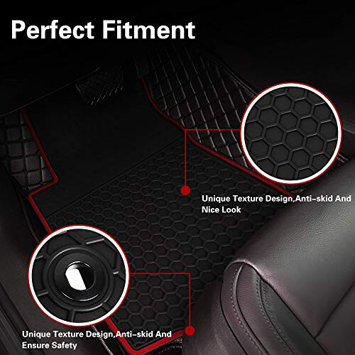 Car Floor Mats Custom Fit for Toyota Camry 8th 2018 2019 2020 2021 2022 2023 2024 2025 Rubber Black Red Car Floor Liners Set All Weather Season Protection Heavy Duty Odorless - 7