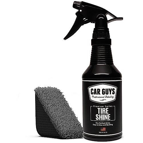 CAR GUYS Tire Shine Spray | The Perfect Shine | Durable and User Friendly Tire Dressing | Long Lasting UV Protection | 18 Oz Kit with Applicator Pad - 1