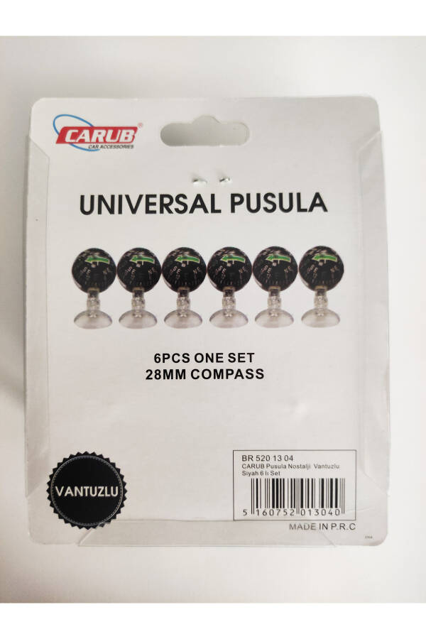 Car Interior Suction Cup Black Mini 6 Pack Compass Set 28mm - 2