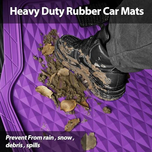 CAR PASS Heavy Duty Rubber Car Mats, Deep Dish All-Weather Floor Mat for Car Full Set Durable Anti-Slip 3D Rhombus Waterproof Trim to Fit Liner Universal Fit Automotive,Sedan,SUV,Truck, 3 Pcs Purple - 6