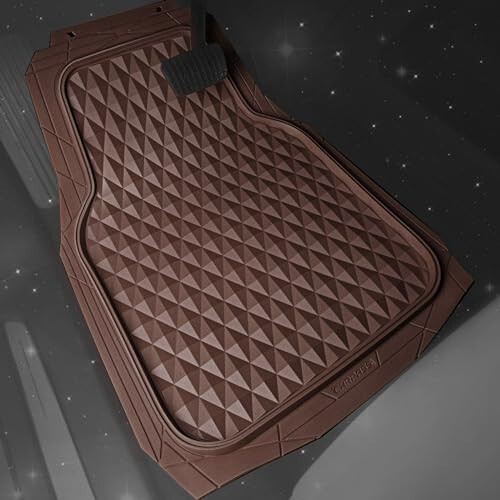 CAR PASS Heavy Duty Rubber Car Mats, Deep Dish All-Weather Floor Mat for Car Full Set Durable Anti-Slip 3D Rhombus Waterproof Trim to Fit Liner Universal Fit Automotive,Sedan,SUV,Truck, 3 Piece Brown - 2