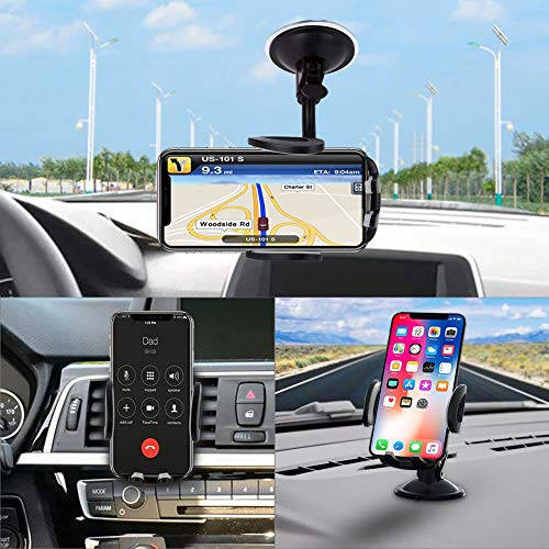 Car Phone Mount, Vansky 3-in-1 Cell Holder Air Vent Dashboard Mount Windshield for iPhone Xs Max R X 8 Plus 7 6S Samsung Galaxy S9 S8 Edge S7 S6 LG Sony and More - 2