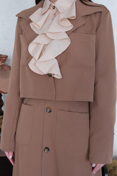 Caramel Crepe Jacket Suit - 6