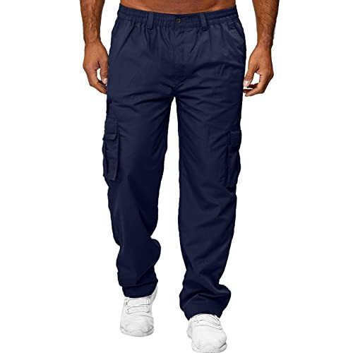 Cargo Pants for Men, Men's Pants Slim Fit Sport Jogger Sweatpant Drawstring Pants Outdoor Trousers with Pockets - 1