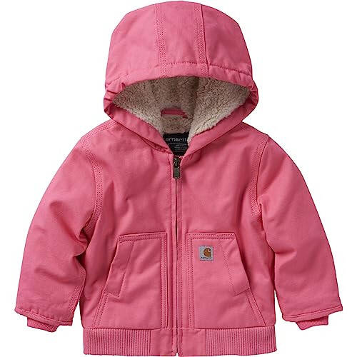 Carhartt Baby Girls' Sherpa-Lined Hooded Canvas Zip-Up Jacket - 1