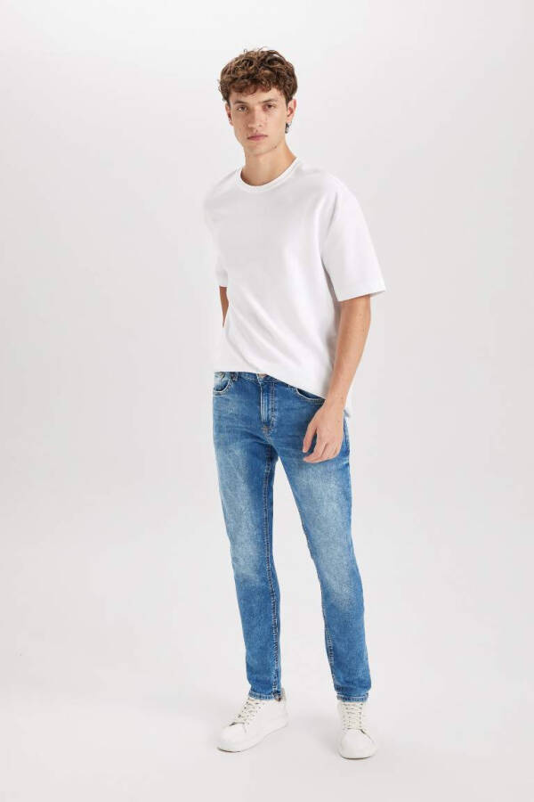 Carlo Skinny Fit Ekstra Dar Kalıp Normal Bel Ekstra Dar Paça Jean Pantolon Mint Mavi - 4