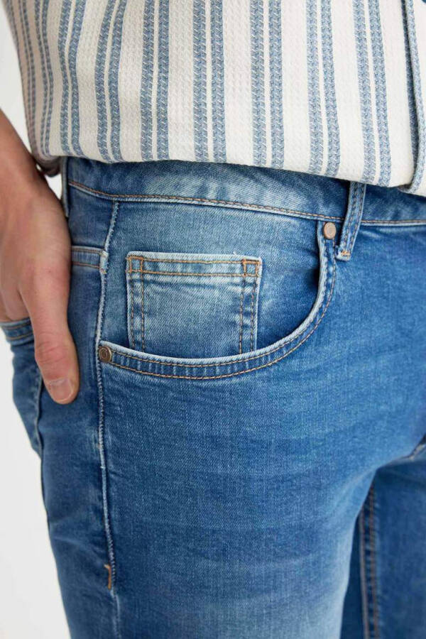 Carlo Skinny Fit Ekstra Dar Kalıp Normal Bel Ekstra Dar Paça Jean Pantolon Mint Mavi - 5