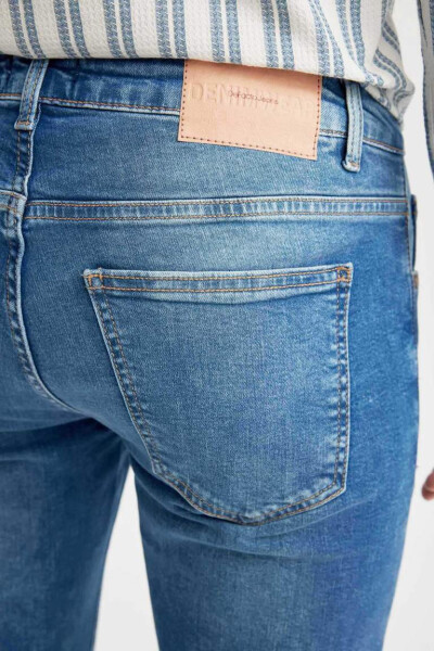 Carlo Skinny Fit Ekstra Dar Kalıp Normal Bel Ekstra Dar Paça Jean Pantolon Mint Mavi - 6