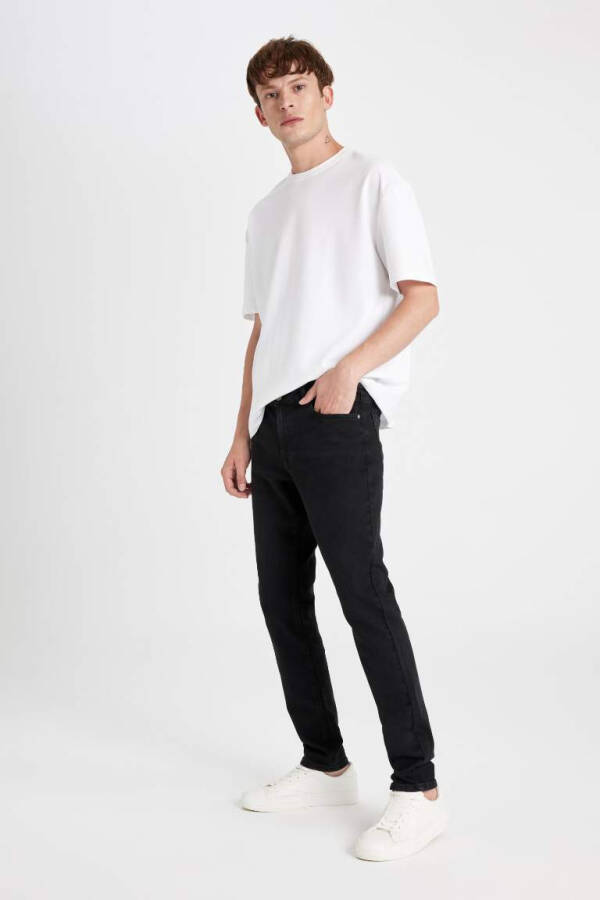 Carlo Skinny Fit Ekstra Dar Kalıp Normal Bel Ekstra Dar Paça Jean Pantolon Siyah - 3